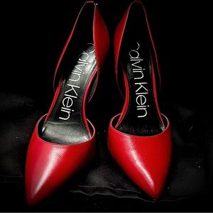 Red Calvin Klein Pointed Toe Pumps